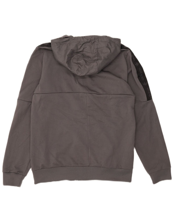 Adidas Mens Zip Hoodie Sweater Medium Grey Colourblock Polyester