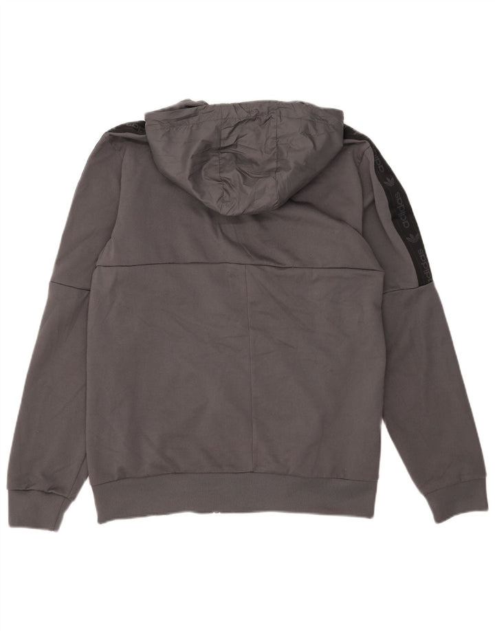 Adidas Mens Zip Hoodie Sweater Medium Grey Colourblock Polyester
