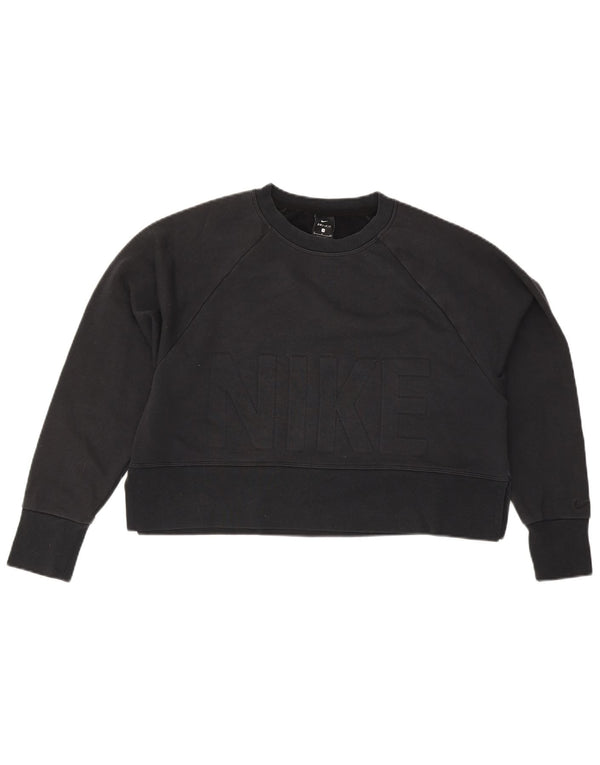 Nike Womens Oversized Crop Graphic Sweatshirt Jumper UK 10 Small Black
