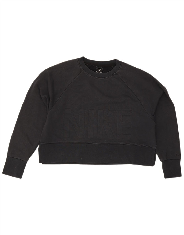 Nike Womens Oversized Crop Graphic Sweatshirt Jumper UK 10 Small Black