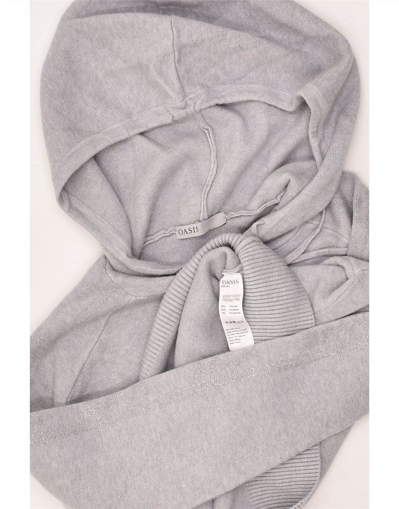 OASIS Womens Hooded Crew Neck Jumper Sweater UK 14 Large Grey Viscose | Vintage Oasis | Thrift | Second-Hand Oasis | Used Clothing | Messina Hembry 