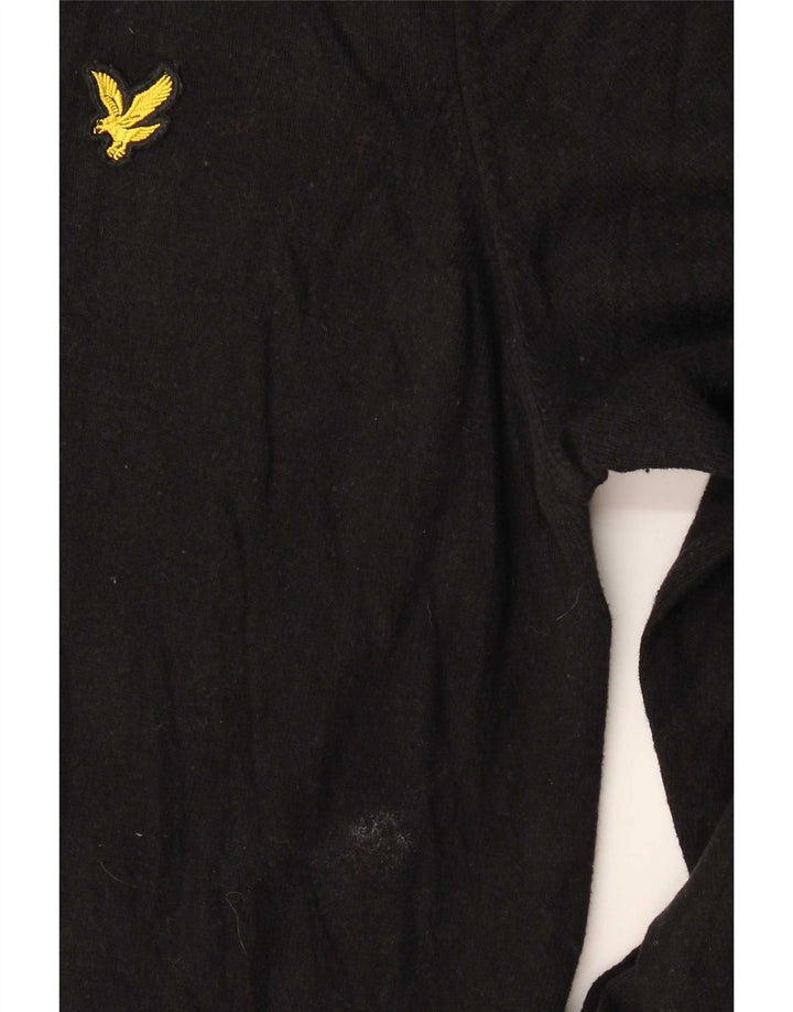 Lyle & Scott Mens Crew Neck Jumper Sweater Medium Black Cotton