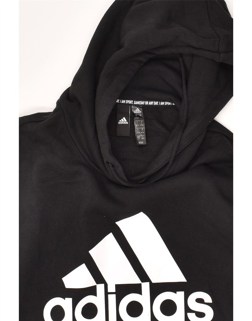 ADIDAS Womens Graphic Hoodie Jumper UK 16/18 Large Black Cotton | Vintage Adidas | Thrift | Second-Hand Adidas | Used Clothing | Messina Hembry 