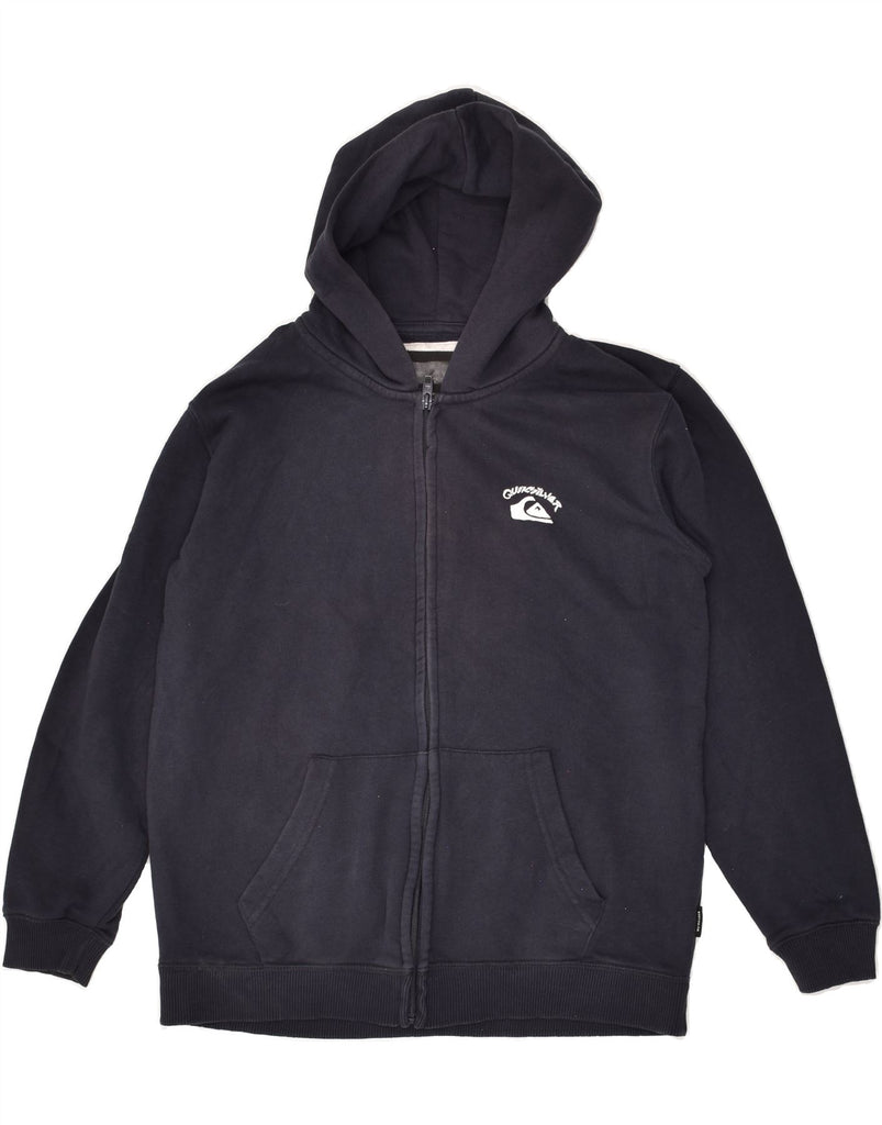 QUIKSILVER Boys Graphic Zip Hoodie Sweater 15-16 Years XL Navy Blue Cotton | Vintage Quiksilver | Thrift | Second-Hand Quiksilver | Used Clothing | Messina Hembry 