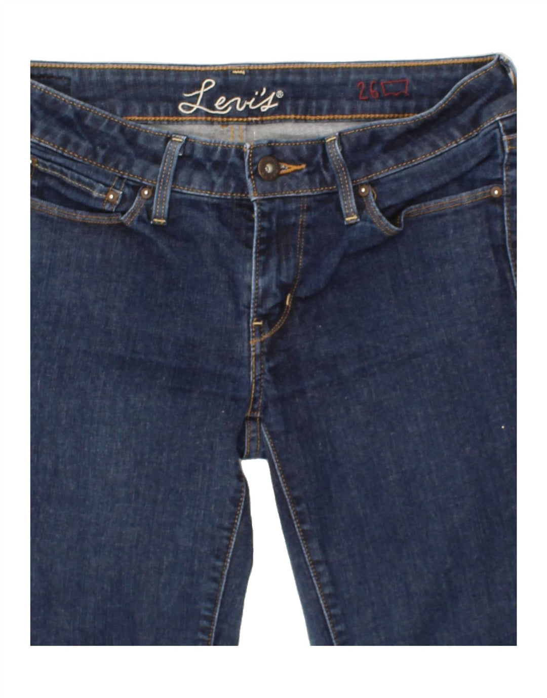 LEVI'S Womens Skinny Jeans W26 L28 Navy Blue Cotton Vintage Levi's and Second-Hand Levi's from Messina Hembry 
