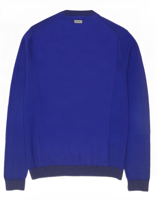 Ted Baker Mens Crew Neck Jumper Sweater Size 3 Medium Navy Blue Cotton