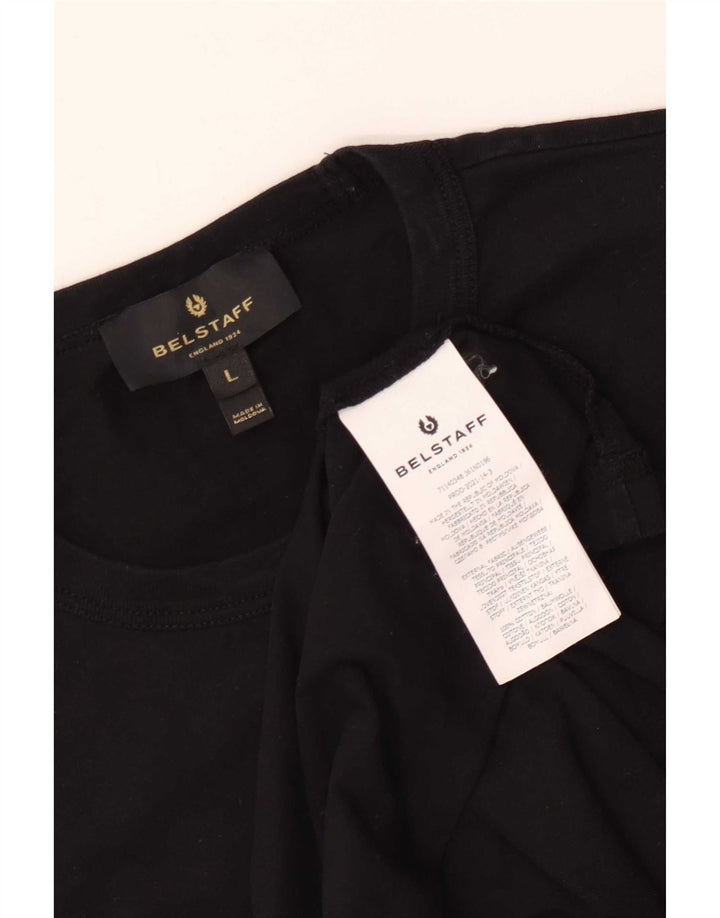 Belstaff Mens Graphic T-Shirt Top Large Black Cotton