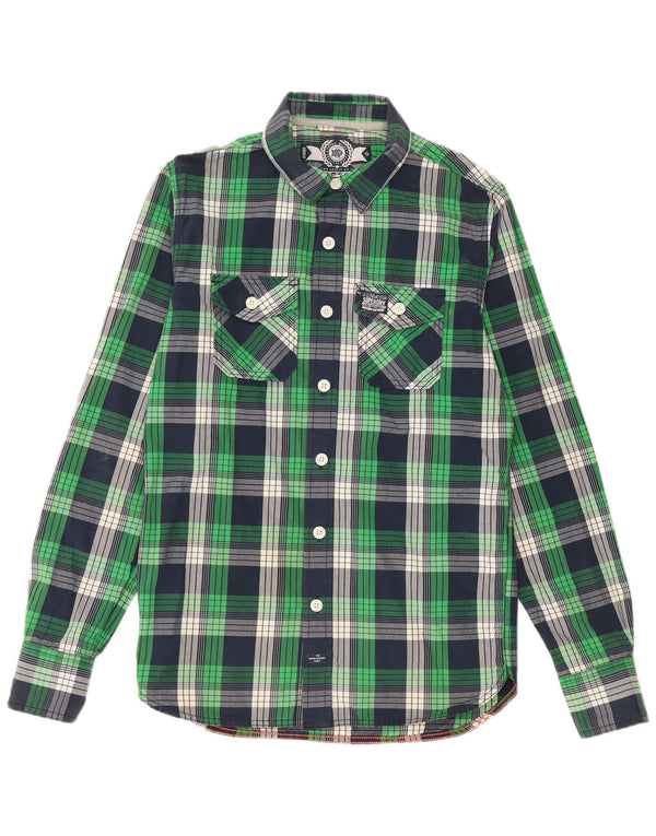 Superdry Mens Shirt Medium Green Check Cotton