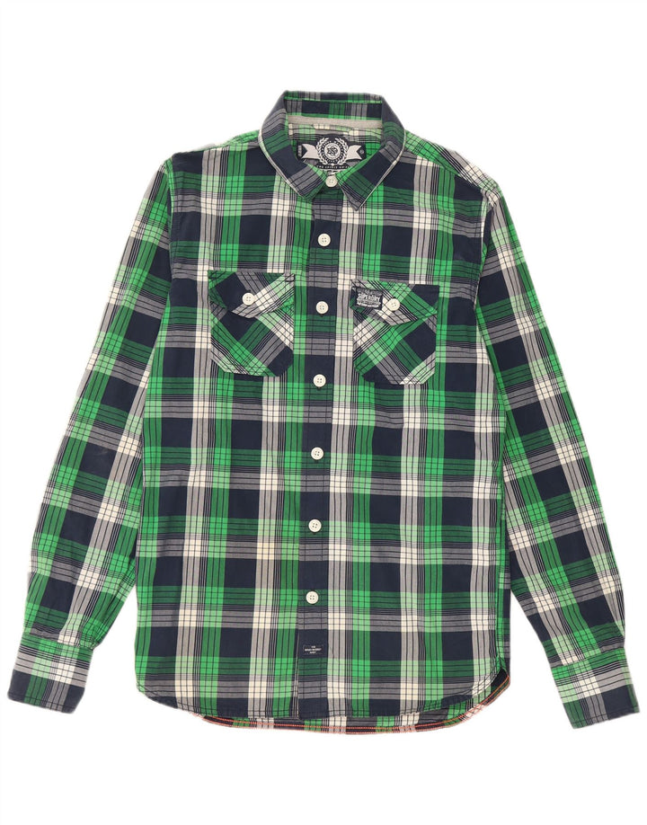 Superdry Mens Shirt Medium Green Check Cotton