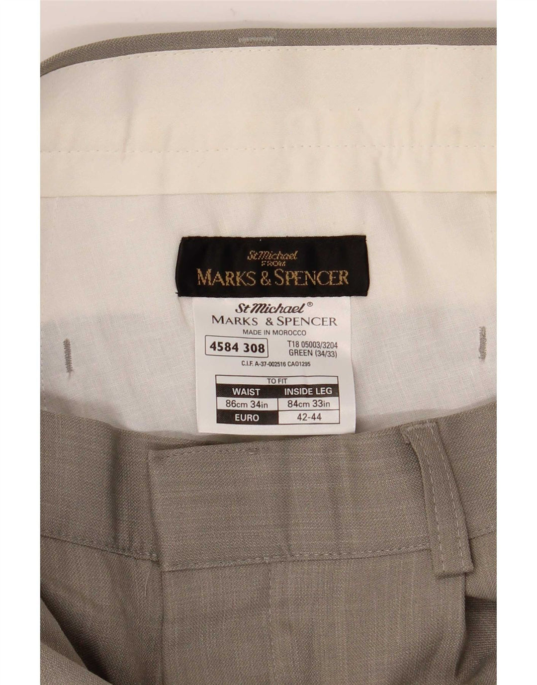 Marks & Spencer Mens Pegged Casual Trousers W34 L33 Green Polyester