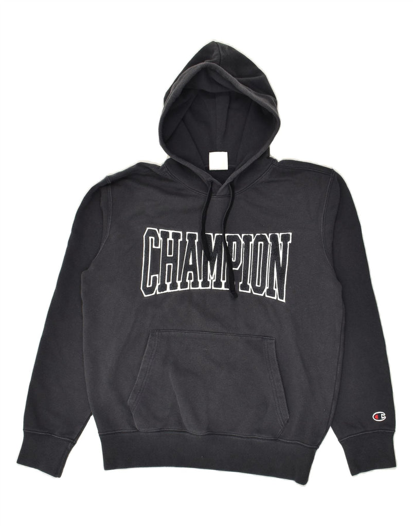 CHAMPION Womens Graphic Hoodie Jumper UK 10 Small Black Cotton | Vintage Champion | Thrift | Second-Hand Champion | Used Clothing | Messina Hembry 