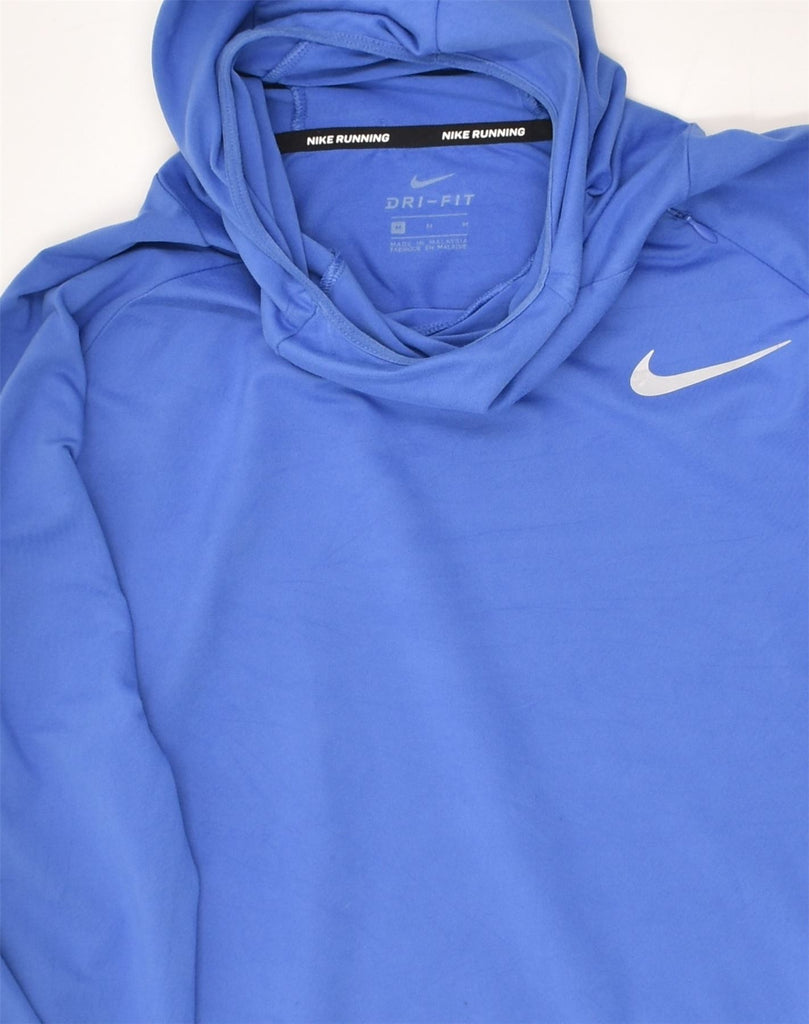 NIKE Womens Running Hoodie Jumper UK 14 Medium Blue Polyester | Vintage Nike | Thrift | Second-Hand Nike | Used Clothing | Messina Hembry 