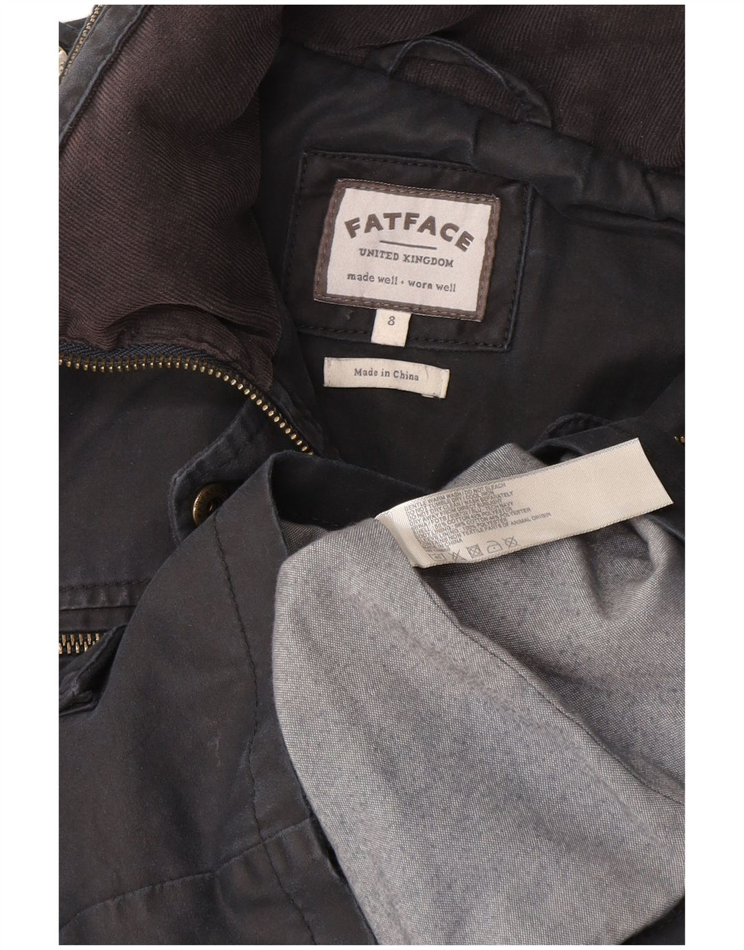 Fat Face Womens Hooded Military Jacket UK 8 Small Grey Cotton
