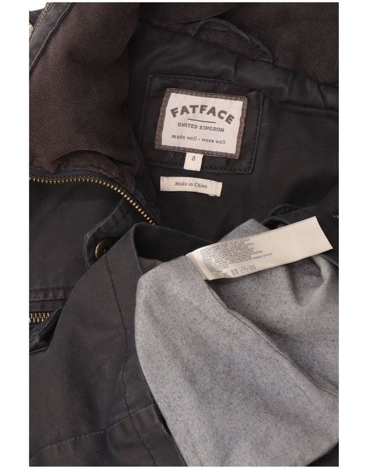 Fat Face Womens Hooded Military Jacket UK 8 Small Grey Cotton