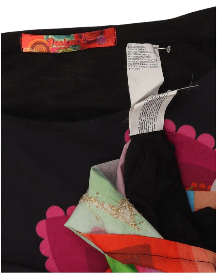 Desigual Womens Oversized Graphic Off Shoulder Top UK 10 Small Black