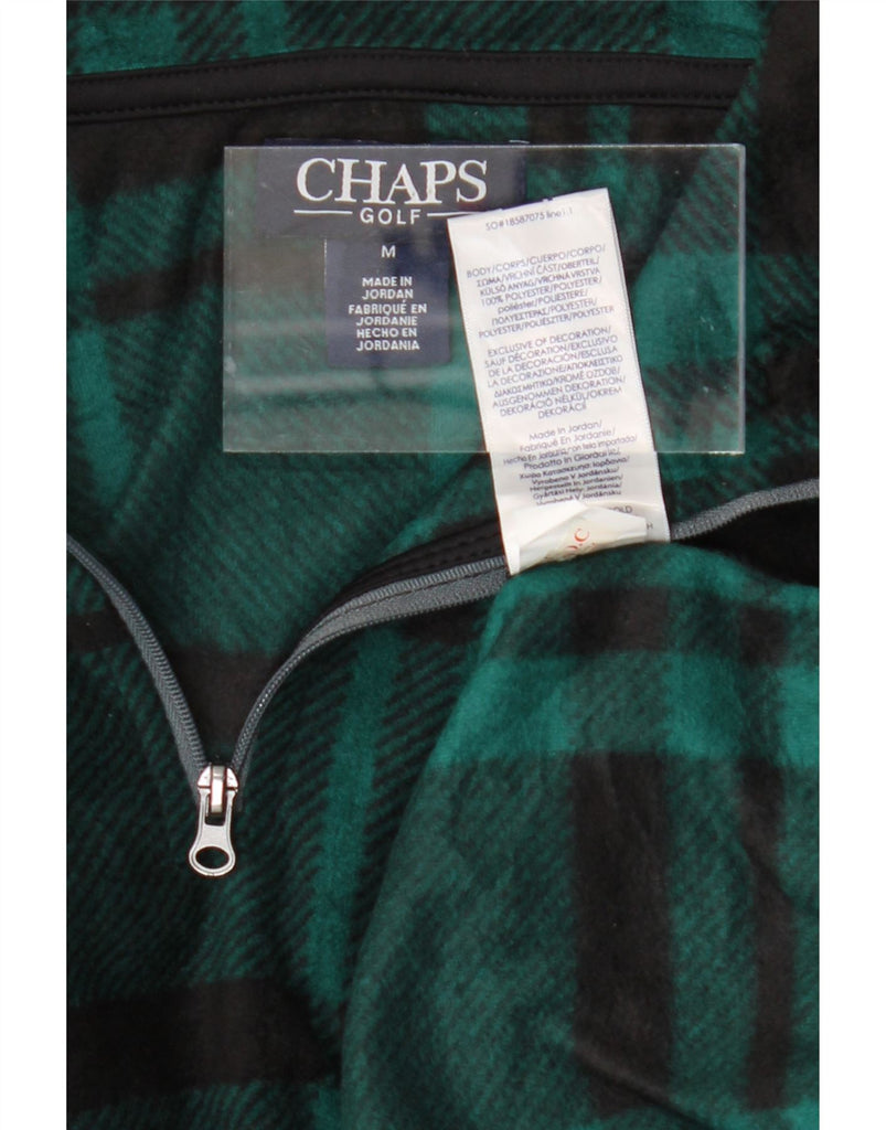 CHAPS Mens Zip Neck Fleece Jumper Medium Green Check Polyester Vintage Chaps and Second-Hand Chaps from Messina Hembry 
