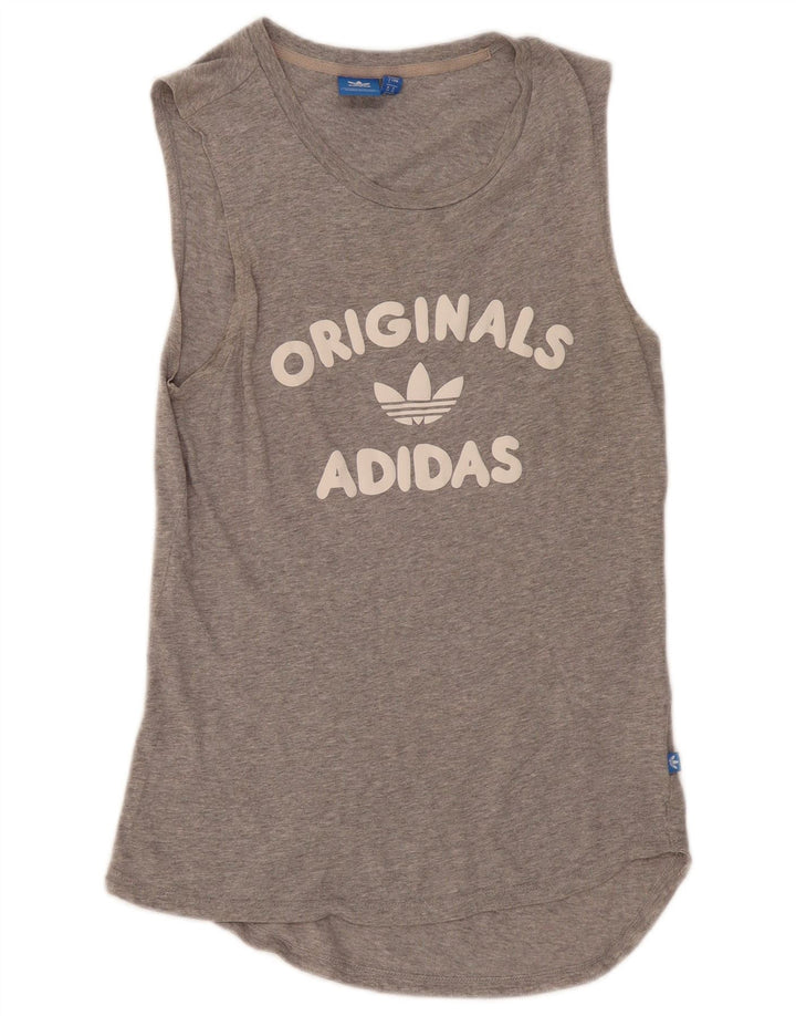 Adidas Womens Tunic Graphic Vest Top UK 8 Small Grey Cotton