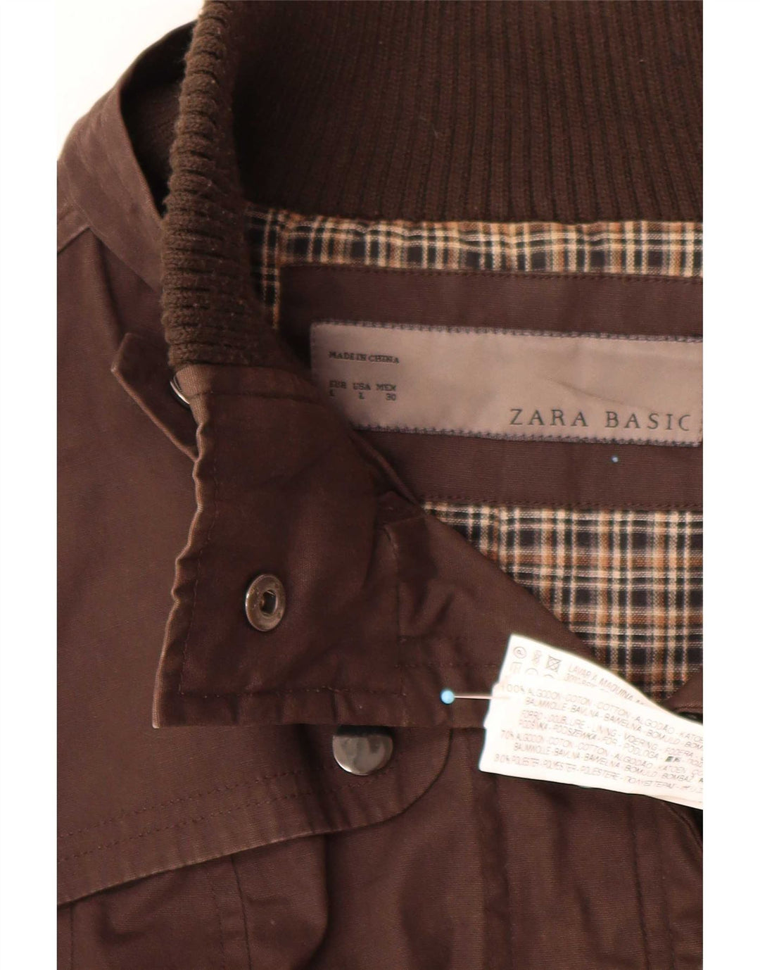 Zara Womens Utility Jacket UK 14 Large Brown Cotton