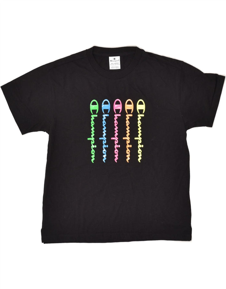 CHAMPION Boys Graphic T-Shirt Top 15-16 Years 2XL Black Cotton | Vintage Champion | Thrift | Second-Hand Champion | Used Clothing | Messina Hembry 