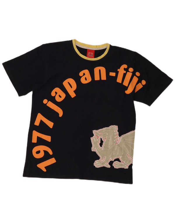 Kejo Mens Graphic T-Shirt Top XL Navy Blue Cotton