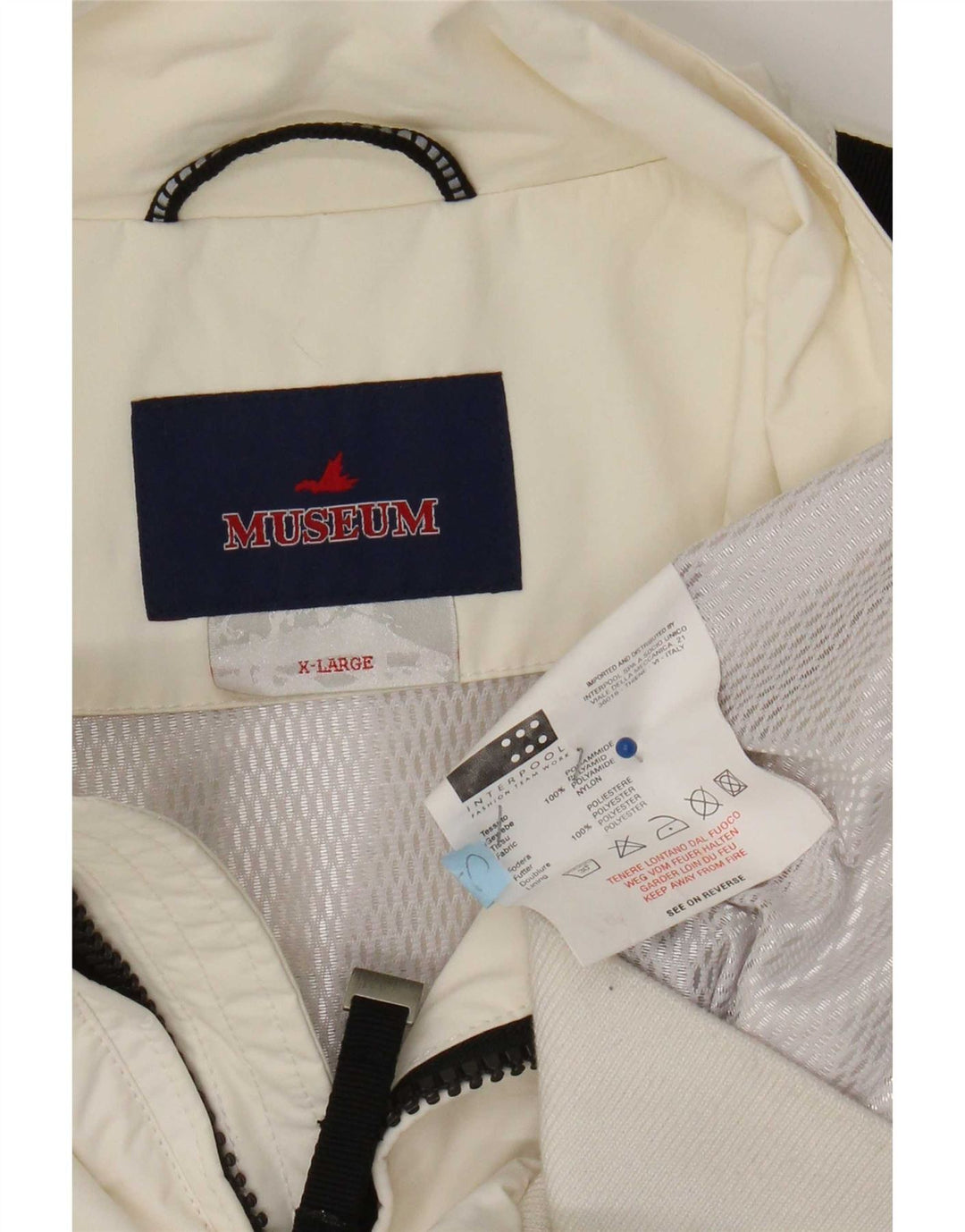 Museum Mens Graphic Bomber Jacket UK 42 XL Off White Colourblock Polyamide