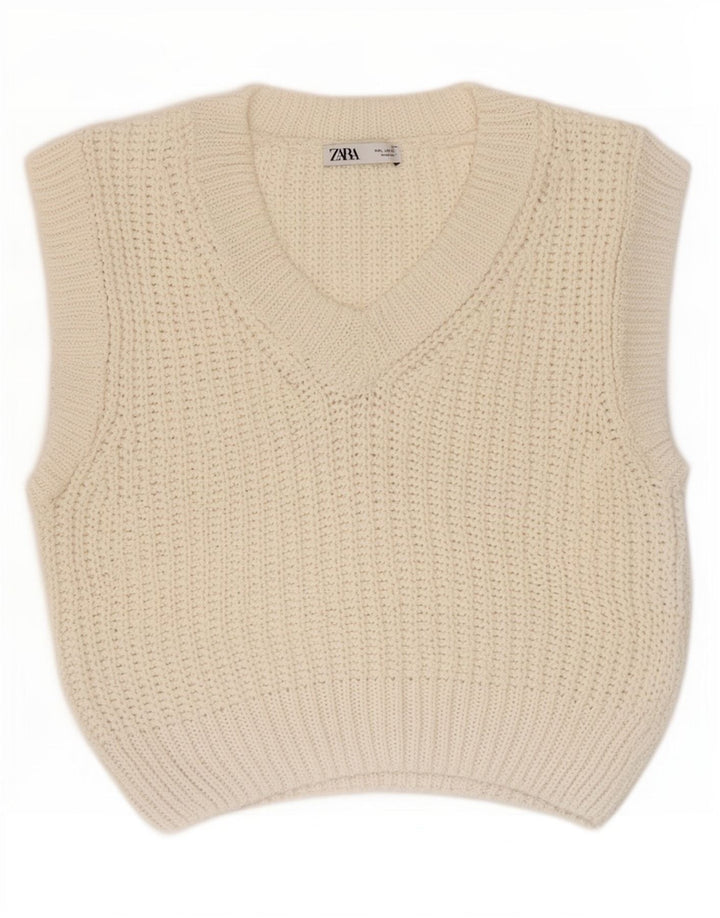 Zara Womens Vest Tank Top UK 14 Large White