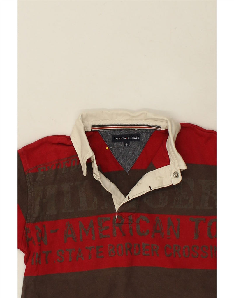 TOMMY HILFIGER Boys Graphic Long Sleeve Polo Shirt 7-8 Years Red | Vintage Tommy Hilfiger | Thrift | Second-Hand Tommy Hilfiger | Used Clothing | Messina Hembry 