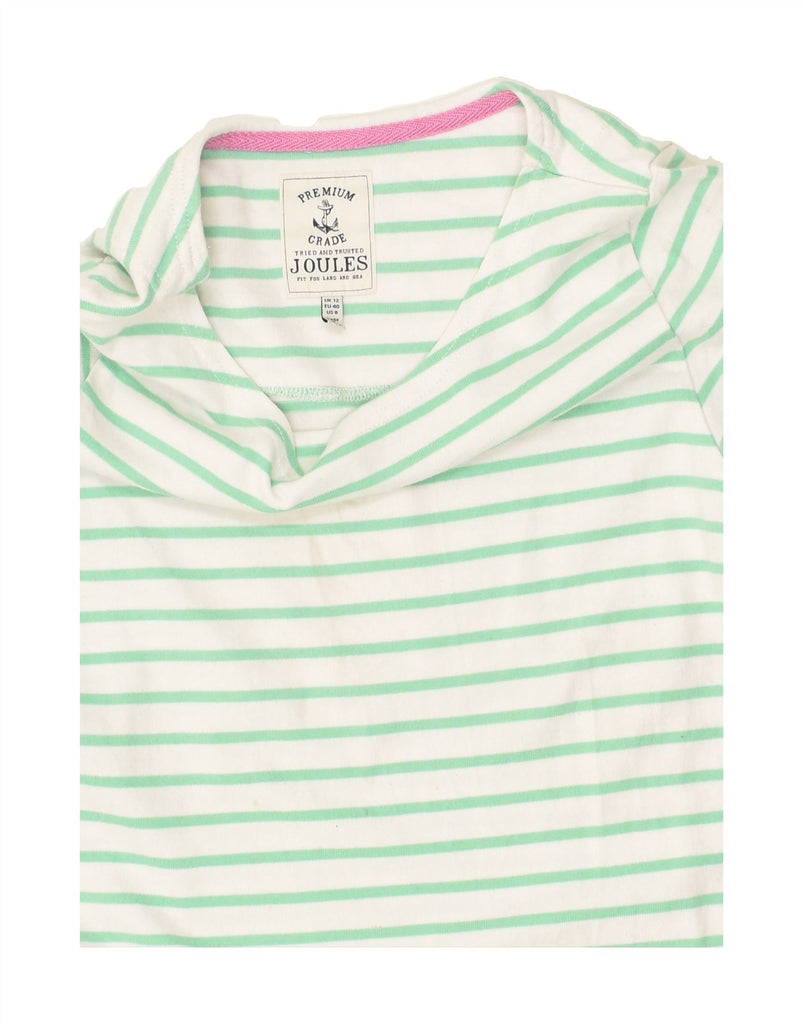 JOULES Womens Basic Dress UK 12 Medium  Green Striped Cotton | Vintage Joules | Thrift | Second-Hand Joules | Used Clothing | Messina Hembry 