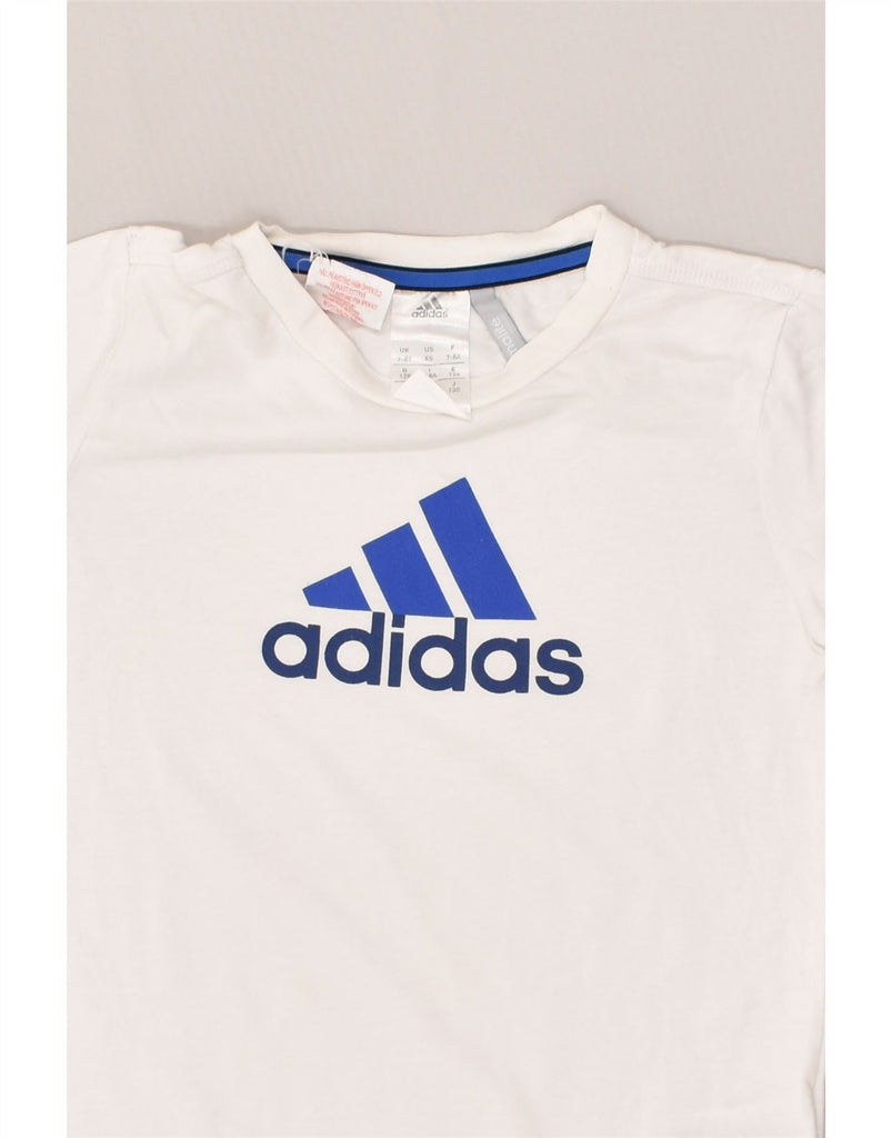 ADIDAS Boys Graphic T-Shirt Top 7-8 Years White Cotton | Vintage Adidas | Thrift | Second-Hand Adidas | Used Clothing | Messina Hembry 