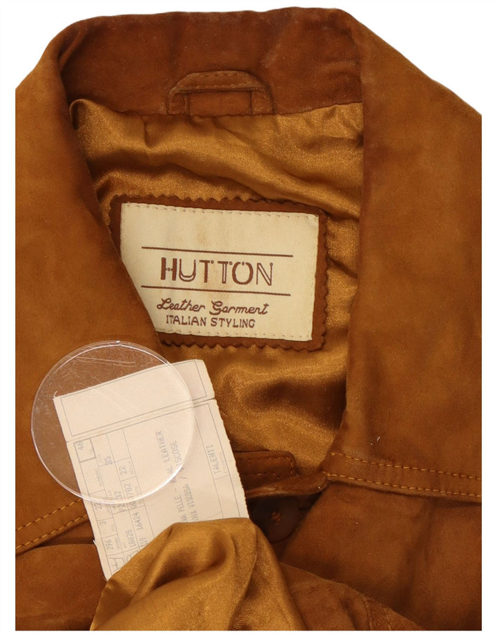 Vintage Mens Suede Jacket IT 46 Small Brown Leather Classic