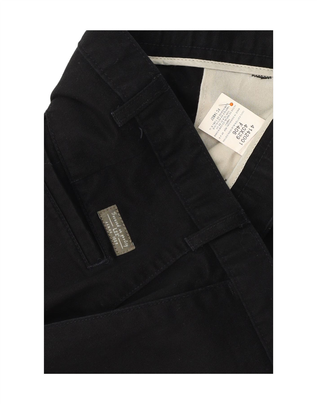LEE Mens Straight Chino Trousers W40 L29 Black Cotton