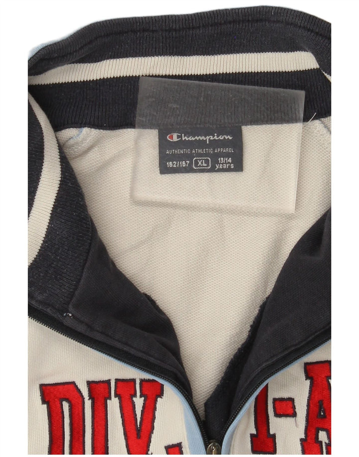 CHAMPION Boys Graphic Sweatshirt Jumper 13-14 Years XL White Colourblock