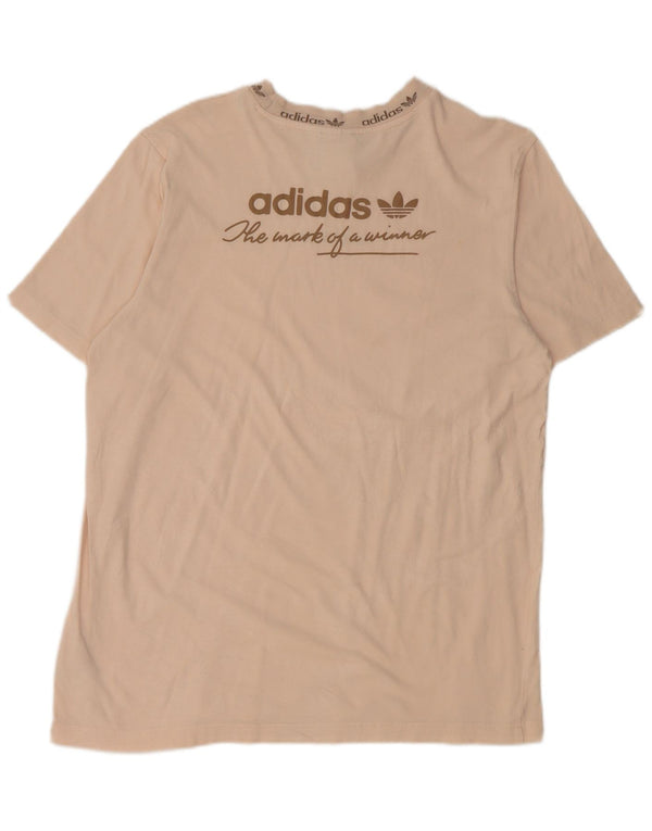 Adidas Mens Graphic T-Shirt Top Medium Beige Cotton