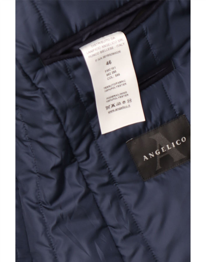 Angelico Mens Longline 3 Button Blazer Jacket IT 46 Small Navy Blue