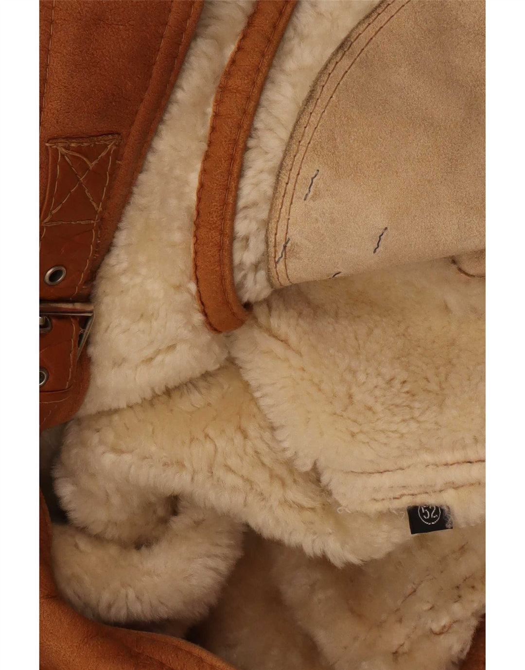 Vintage Mens Shearling Jacket IT 52 XL Beige