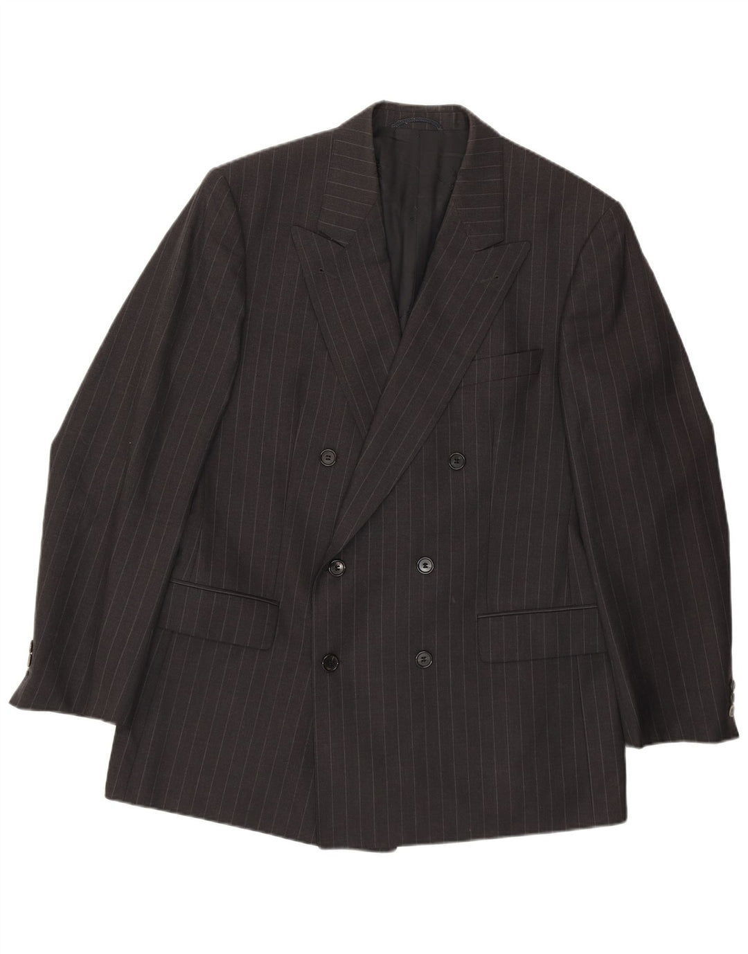 BURBERRYS Mens Double Breasted Blazer Jacket IT 52 Large Grey Pinstripe Vintage Burberrys and Second-Hand Burberrys from Messina Hembry 