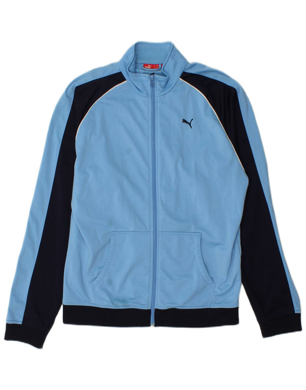 Puma Boys Tracksuit Top Jacket 15-16 Years Blue Colourblock Polyester