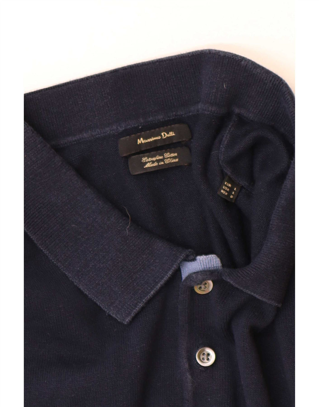 Massimo Dutti Mens Short Sleeve Polo Neck Jumper Sweater Large Navy Blue