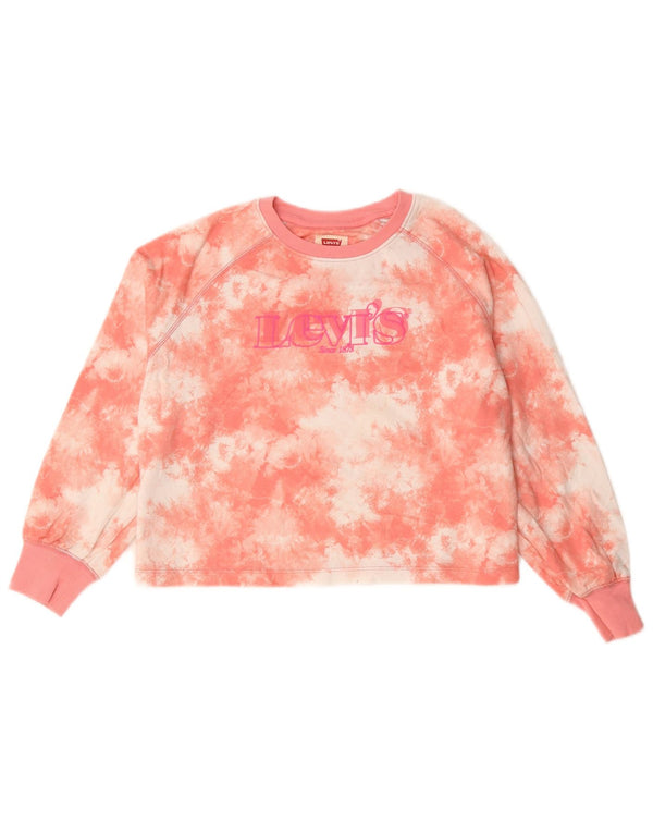 Levi's Girls Crop Graphic Sweatshirt Jumper 11-12 Years Pink Tie Dye Cotton