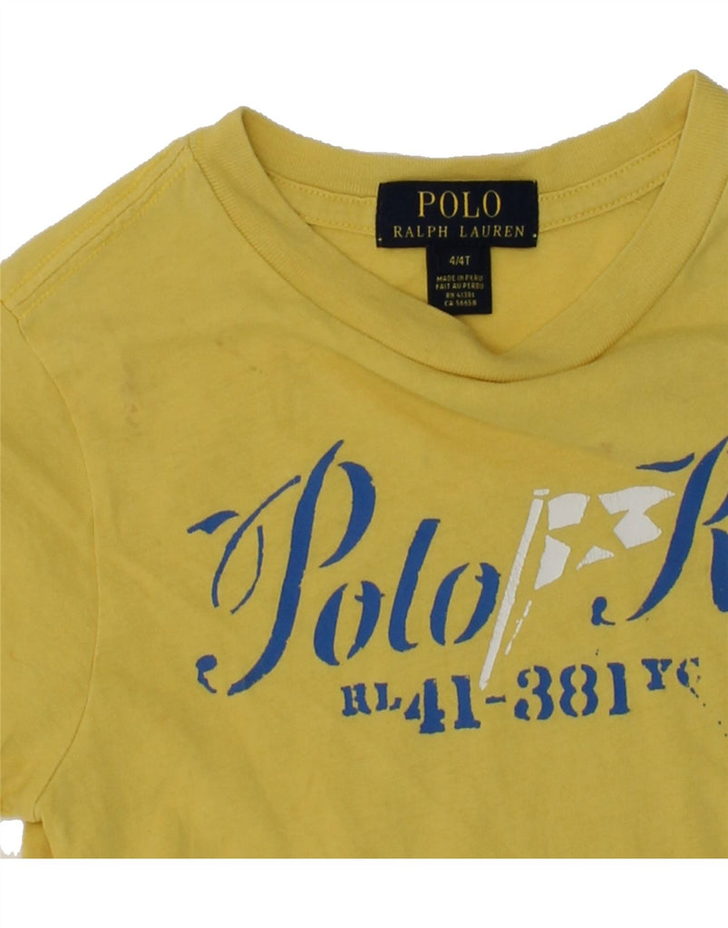 POLO RALPH LAUREN Boys Graphic T-Shirt Top 3-4 Years Yellow Cotton | Vintage Polo Ralph Lauren | Thrift | Second-Hand Polo Ralph Lauren | Used Clothing | Messina Hembry 