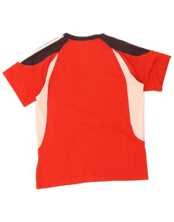 Adidas Boys T-Shirt Top 13-14 Years Red Colourblock Cotton