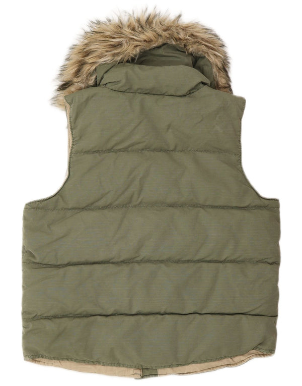 Ralph Lauren Womens Padded Gilet UK 10 Small Green Cotton
