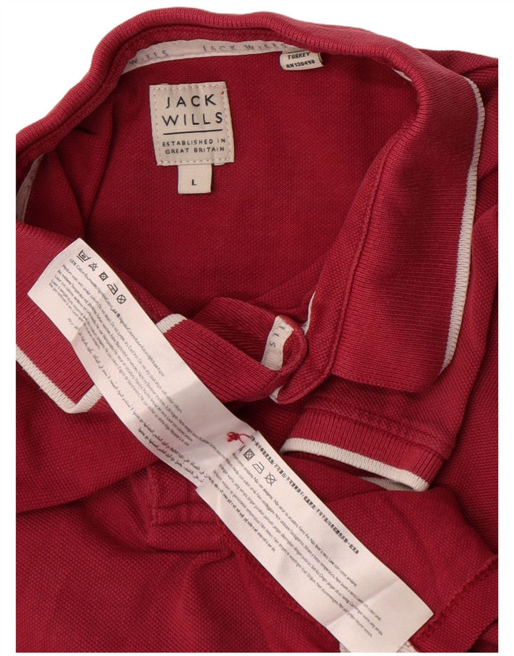 Jack Wills Mens Polo Shirt Large Burgundy Cotton