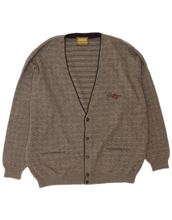 Il Granchio Mens Cardigan Sweater 2XL Grey Flecked Wool