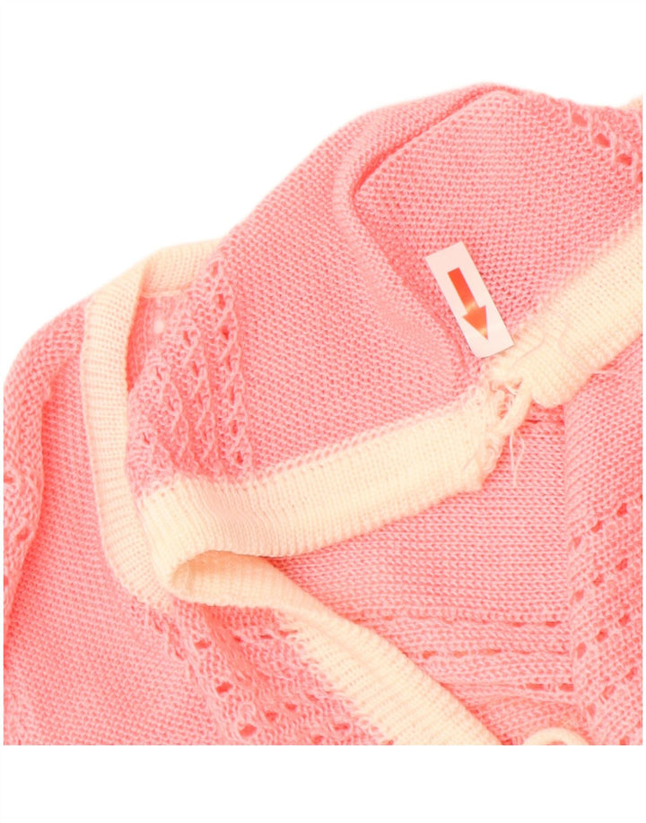 Vintage Womens V-Neck Jumper Sweater UK 14 Medium Pink