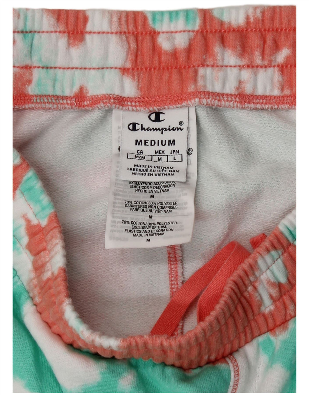 Champion Womens Sport Shorts UK 14 Medium  Multicoloured Tie Dye Cotton