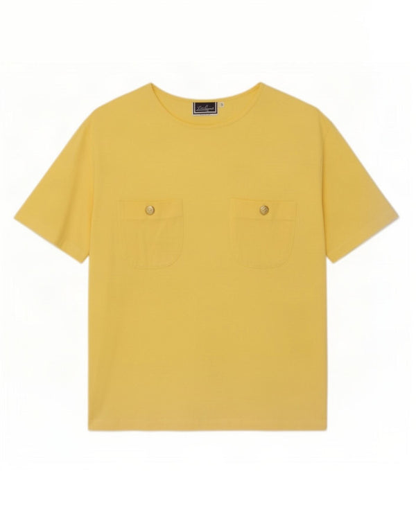 Luisa Spagnoli Womens Oversized T-Shirt Top UK 10 Small Yellow Cotton