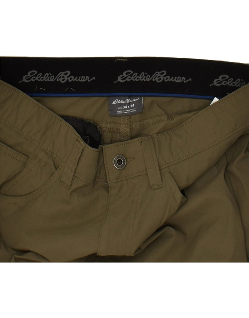 EDDIE BAUER Mens Slim Casual Trousers W34 L34 Khaki Nylon | Vintage Eddie Bauer | Thrift | Second-Hand Eddie Bauer | Used Clothing | Messina Hembry 