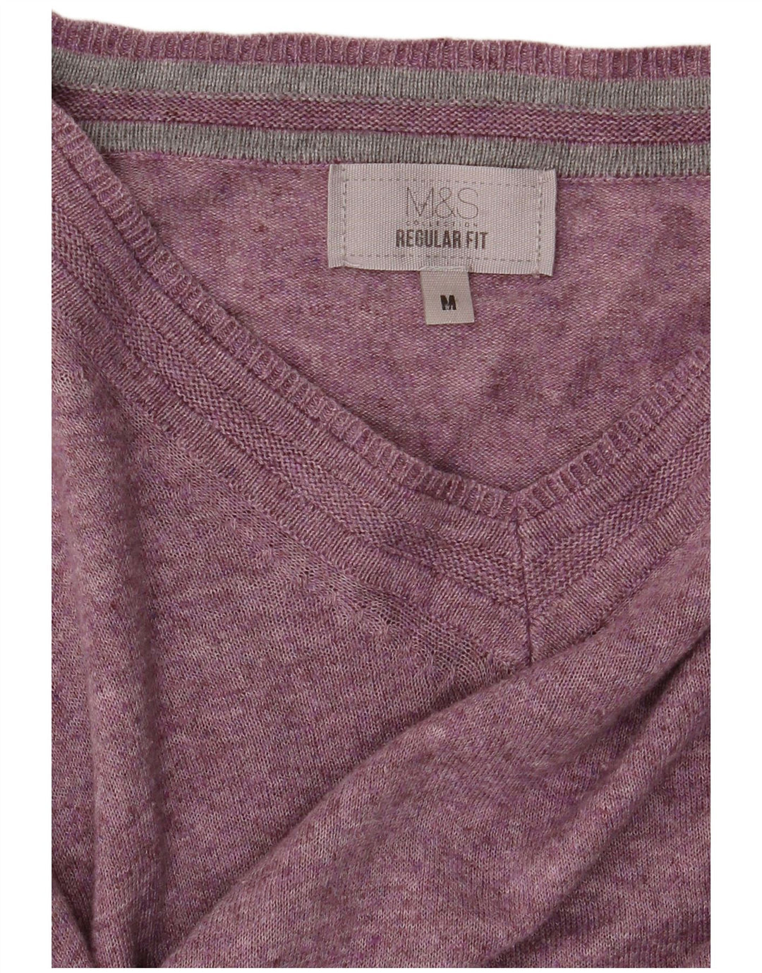 Marks & Spencer Mens Regular Fit V-Neck Jumper Sweater Medium Purple
