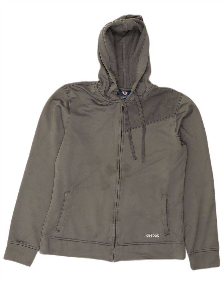 Reebok Womens Zip Hoodie Sweater UK 14 Medium Grey Polyester